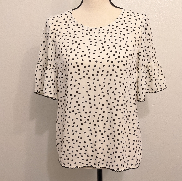 Rose & Olive Tops - Polka dot blouse with flounce sleeves